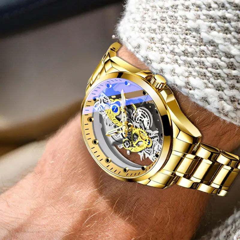 Montre Squelette Automatique – Mécanisme Apparent & Finitions Luxueuses (Cuir ou Acier)