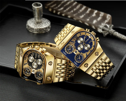 Oulm 9315 – Montre Carrée Homme Multi-Cadrans (Édition Or & Luminance)