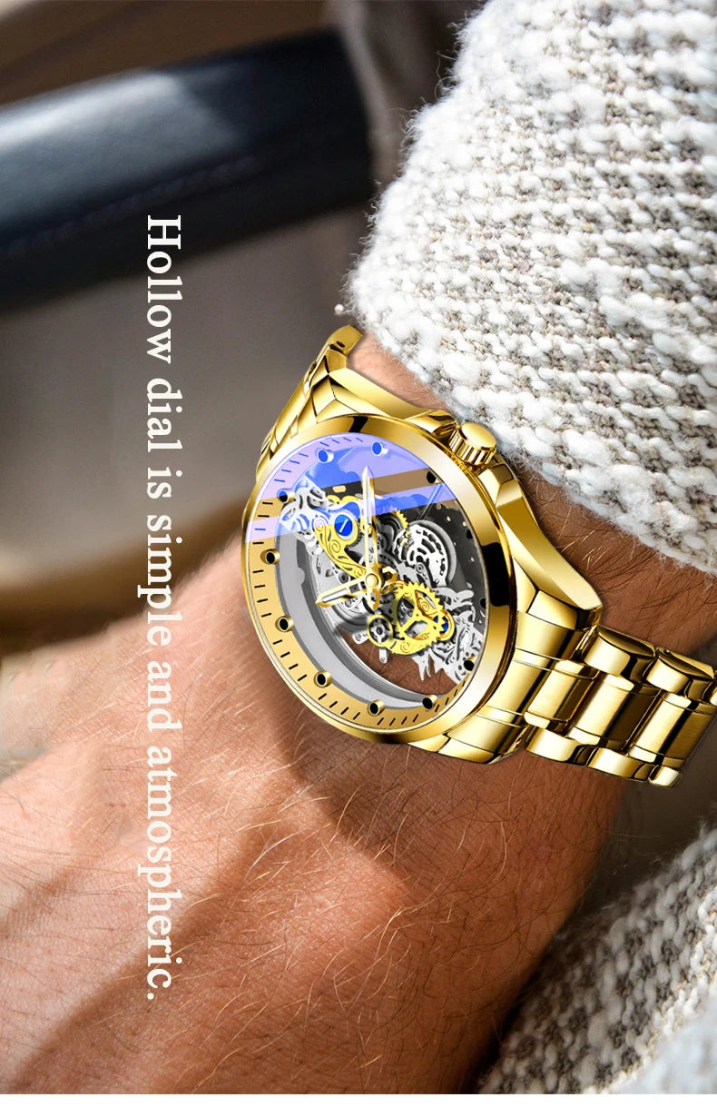 Montre Squelette Automatique – Mécanisme Apparent & Finitions Luxueuses (Cuir ou Acier)