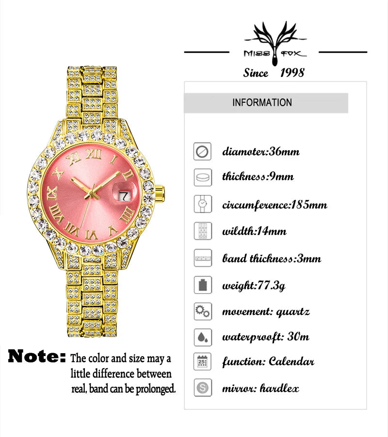 MISSFOX Divine Rose – Montre Femme de Luxe à Strass | L’élégance qui laisse une empreinte