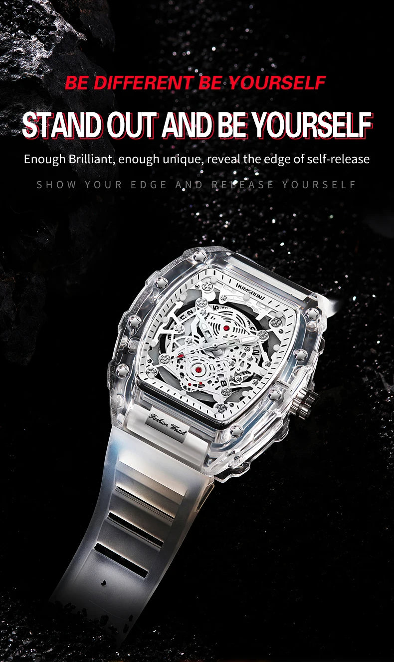 Montre “Squelette de Lumière” – Quartz Transparent de Luxe (Édition Limitée)