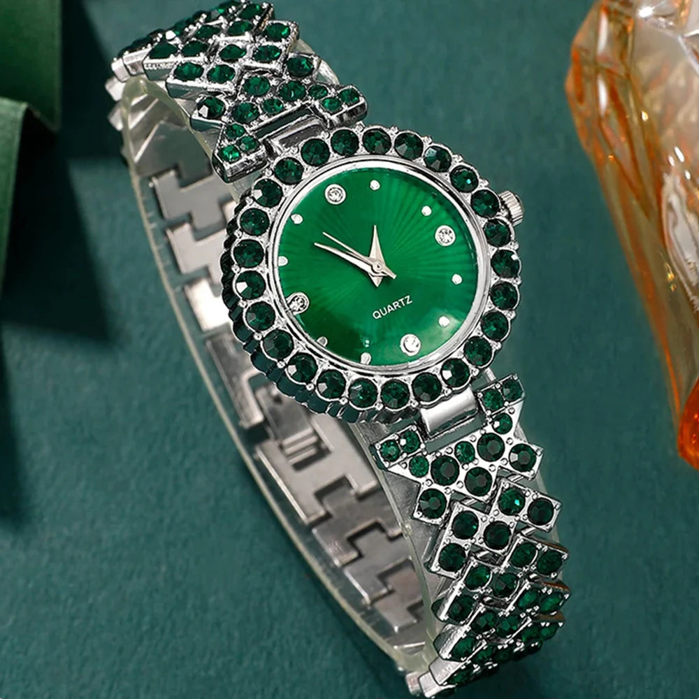 Coffret Bijoux & Montre Émeraude Royale – Élégance Absolue & Cadeau de Rêve