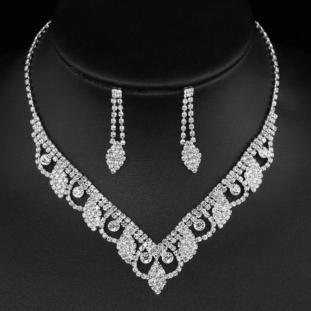 Parure Bijoux Cristal BLIJERY – Collier & Boucles Élégantes (Plusieurs Styles au Choix)