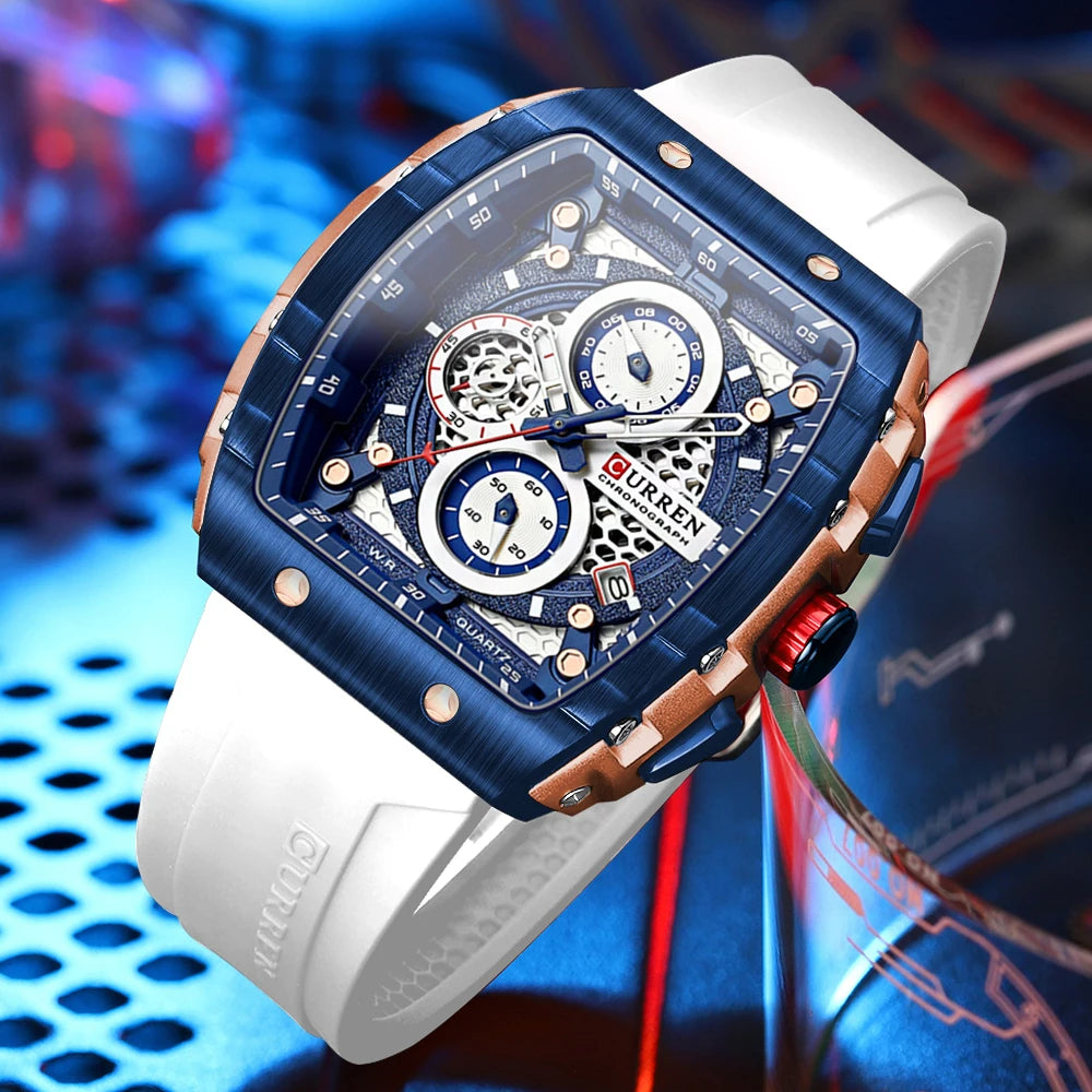 Montre CURREN 8442 – Design Rectangulaire & Style Sport Chic (Édition Limitée)