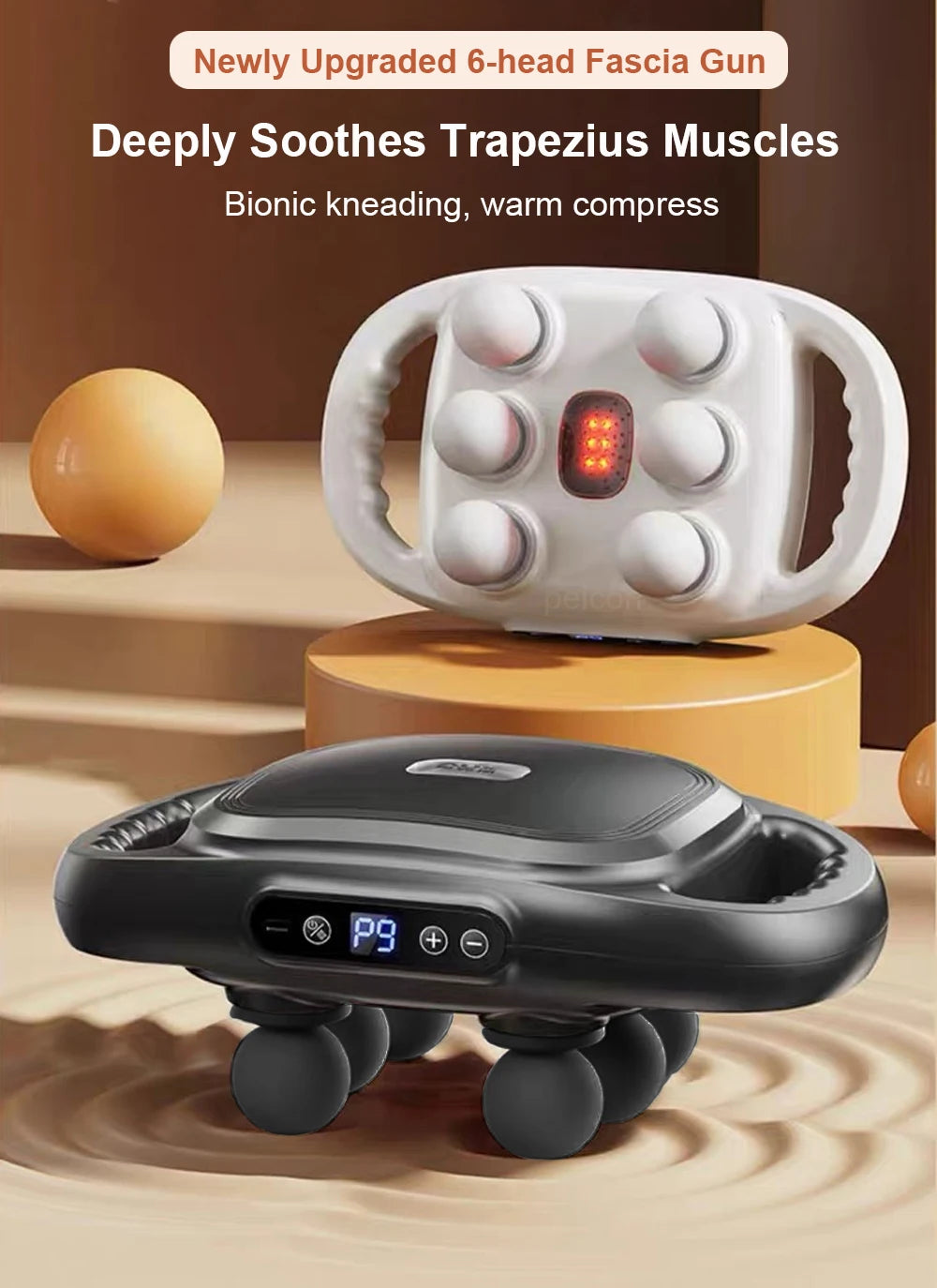 Pistolet de Massage Fascia 6 Têtes – Haute Fréquence & Relaxation Profonde