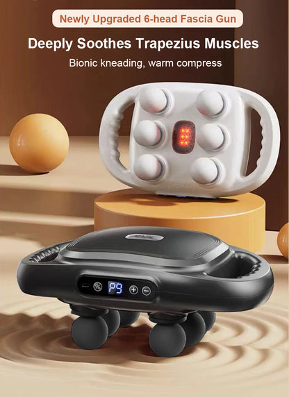 Pistolet de Massage Fascia 6 Têtes – Haute Fréquence & Relaxation Profonde