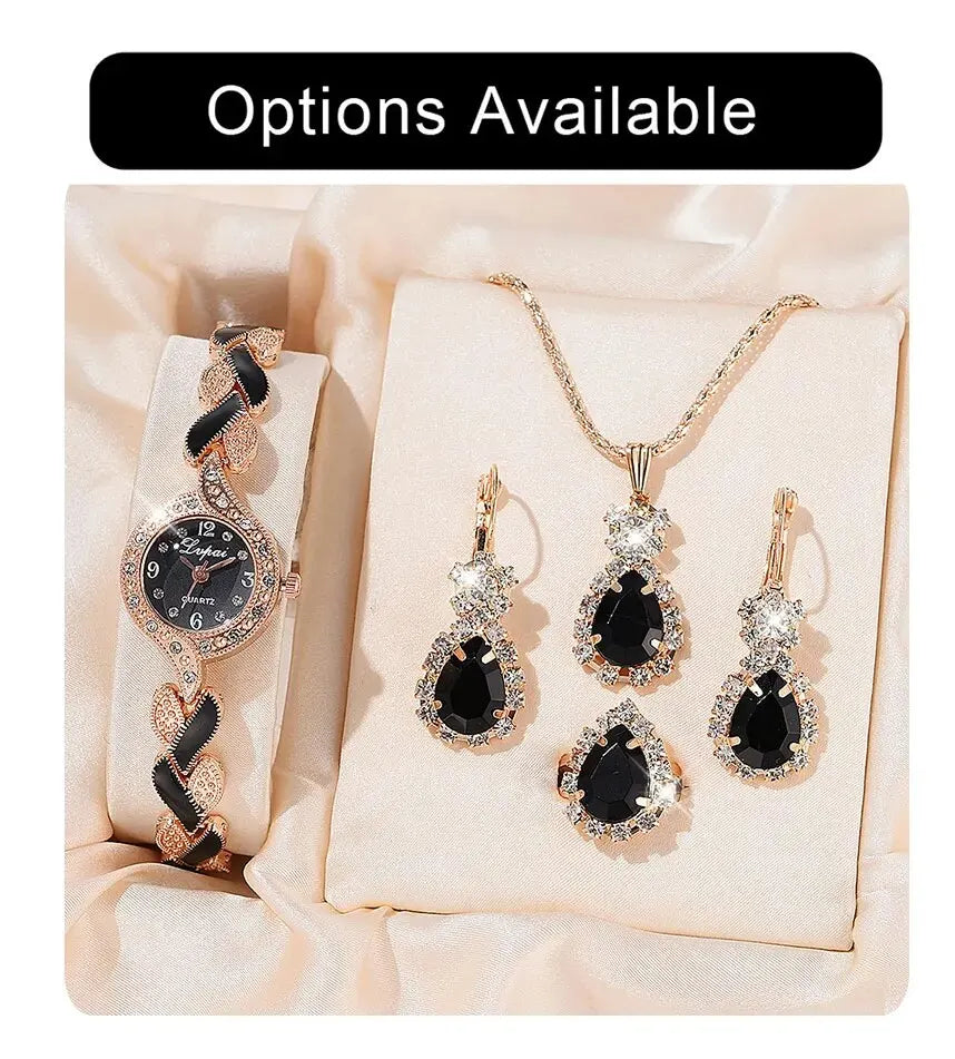 Coffret LVPAI Noir Opulence – Montre & Bijoux Souverains (6 pièces)