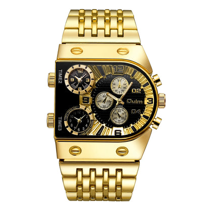 Oulm 9315 – Montre Carrée Homme Multi-Cadrans (Édition Or & Luminance)