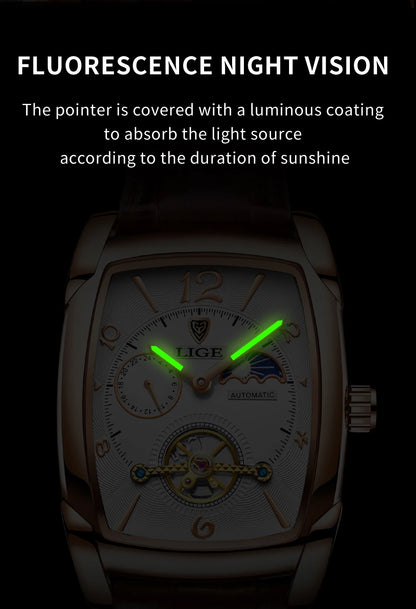 LIGE LG8949 – Montre Mécanique Homme (Édition Business & Phase de Lune)