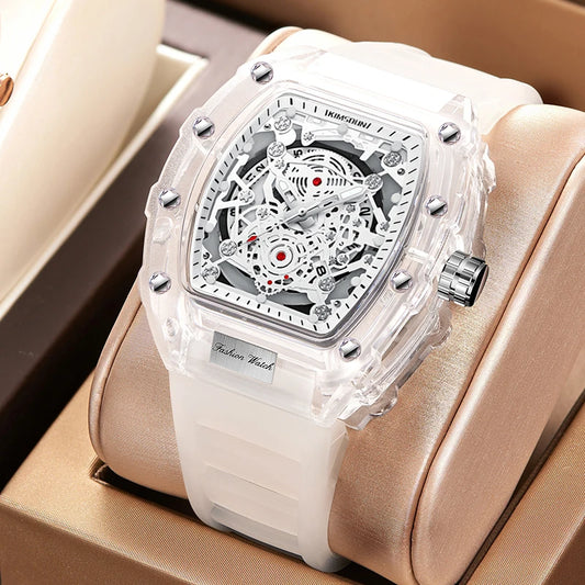 Montre “Squelette de Lumière” – Quartz Transparent de Luxe (Édition Limitée)
