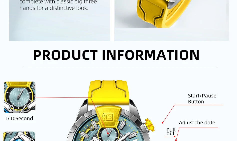 Montre BORUSE Chronographe Homme – Sport & Puissance (5 coloris)