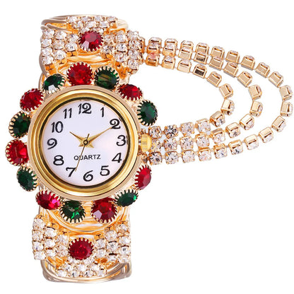 Montre Bijou “Éclat Royal” – Bracelet Doré & Cristaux Étincelants pour Femme Élégante