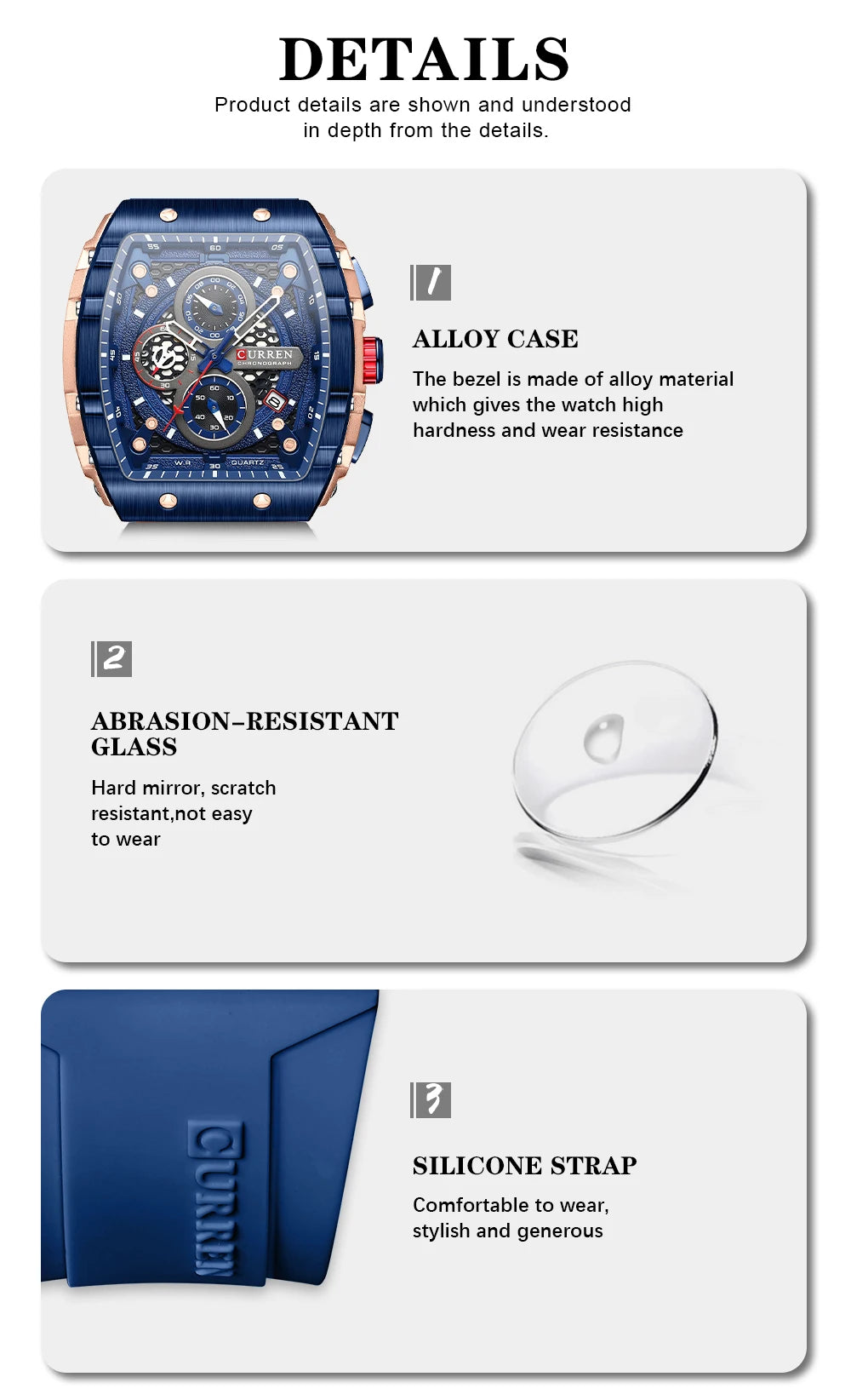Montre CURREN 8442 – Design Rectangulaire & Style Sport Chic (Édition Limitée)