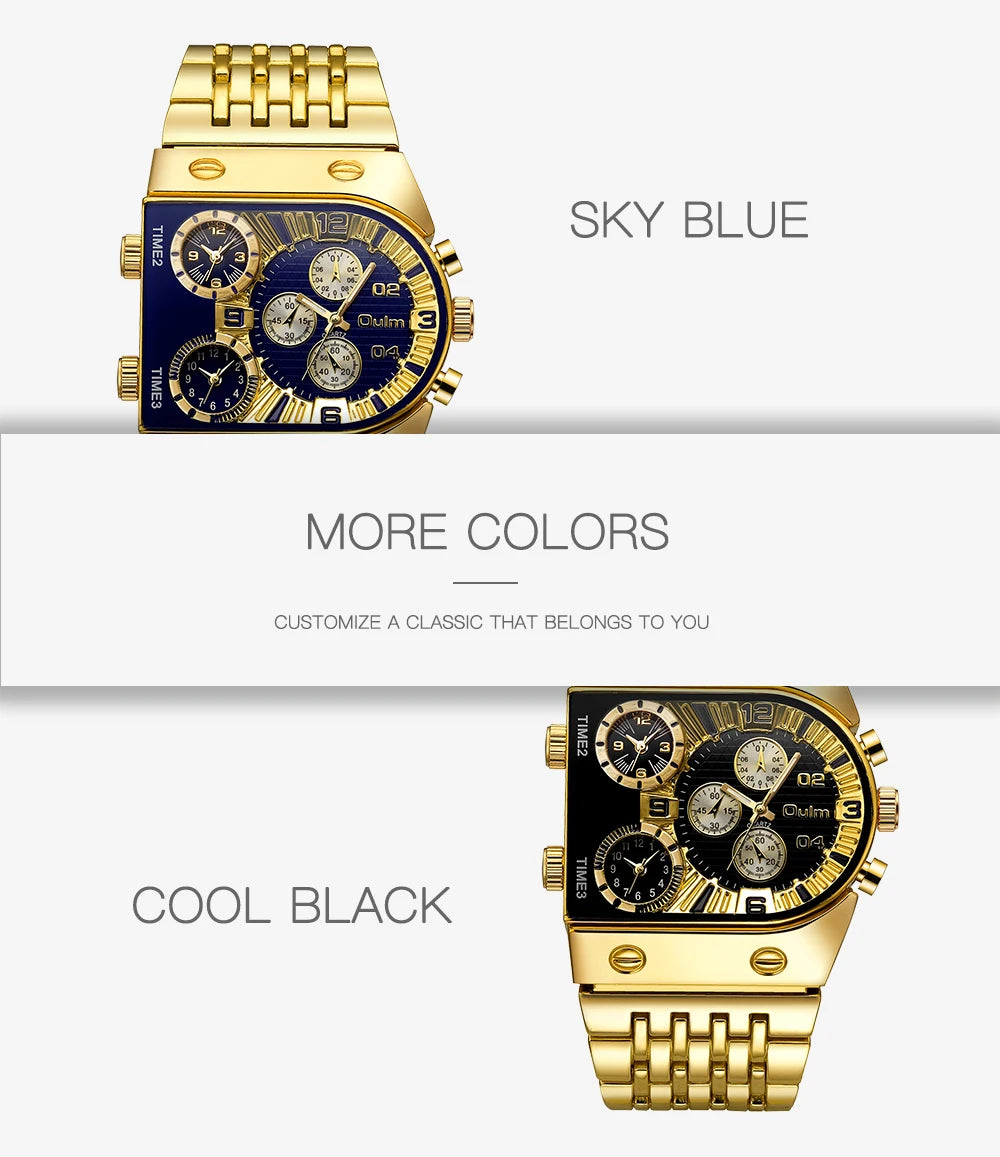 Oulm 9315 – Montre Carrée Homme Multi-Cadrans (Édition Or & Luminance)