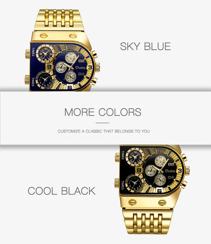 Oulm 9315 – Montre Carrée Homme Multi-Cadrans (Édition Or & Luminance)