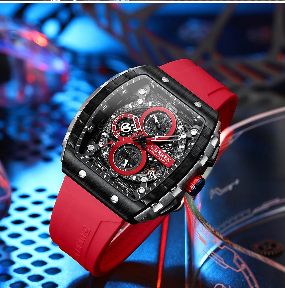 Montre CURREN 8442 – Design Rectangulaire & Style Sport Chic (Édition Limitée)
