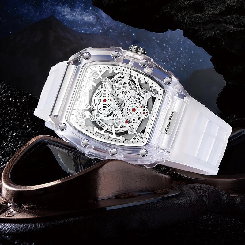 Montre “Squelette de Lumière” – Quartz Transparent de Luxe (Édition Limitée)