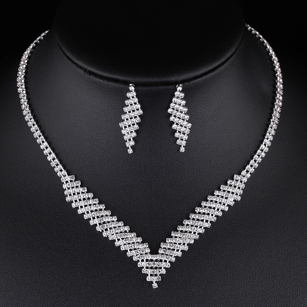 Parure Bijoux Cristal BLIJERY – Collier & Boucles Élégantes (Plusieurs Styles au Choix)