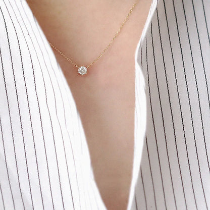 Collier Jkeli 925 – Zircon Étincelant sur Chaîne Clavicule (Plaqué Or 18K)