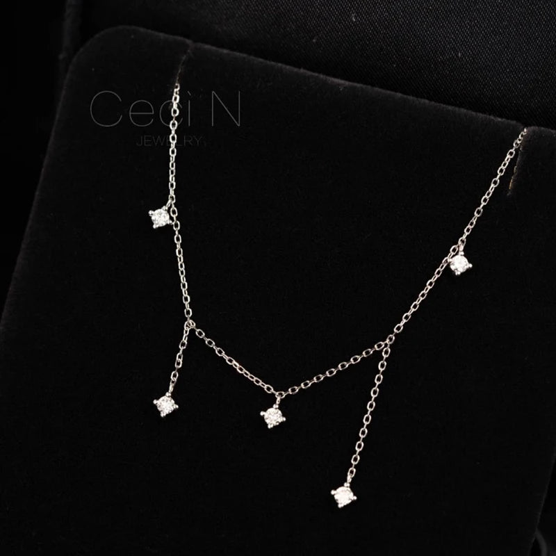 Collier Étoiles Scintillantes – Zircon & Argent 925 (Plaqué Or 18K)