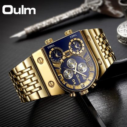 Oulm 9315 – Montre Carrée Homme Multi-Cadrans (Édition Or & Luminance)