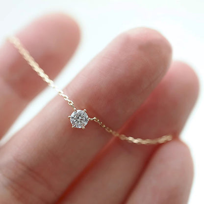 Collier Jkeli 925 – Zircon Étincelant sur Chaîne Clavicule (Plaqué Or 18K)