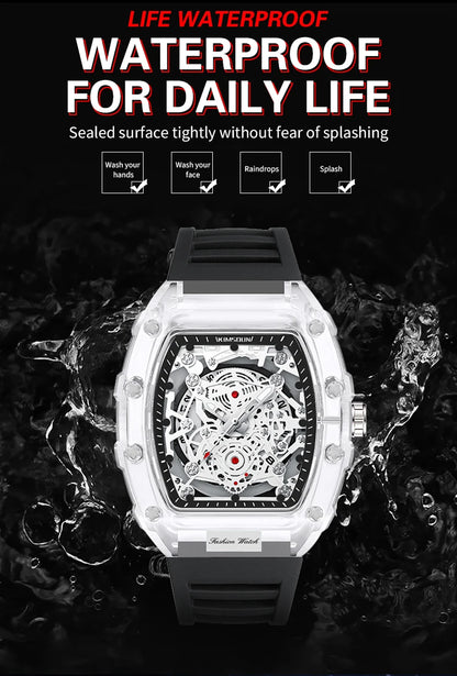 Montre “Squelette de Lumière” – Quartz Transparent de Luxe (Édition Limitée)