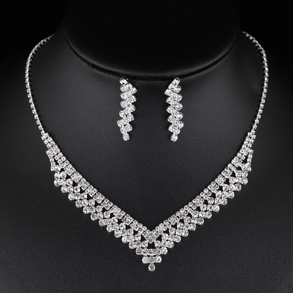 Parure Bijoux Cristal BLIJERY – Collier & Boucles Élégantes (Plusieurs Styles au Choix)