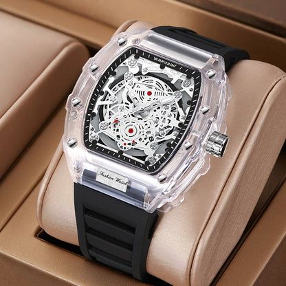 Montre “Squelette de Lumière” – Quartz Transparent de Luxe (Édition Limitée)