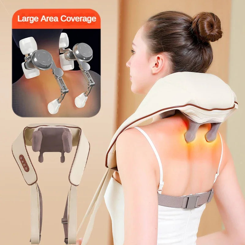 Massage Chauffant Épaules & Nuque – Écharpe Massante 6D