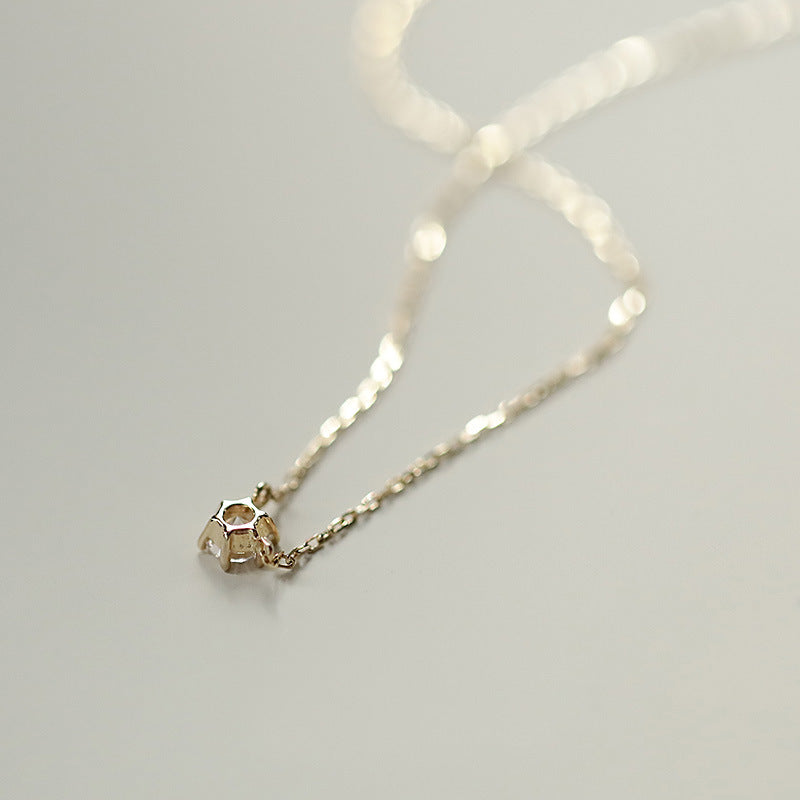 Collier Jkeli 925 – Zircon Étincelant sur Chaîne Clavicule (Plaqué Or 18K)