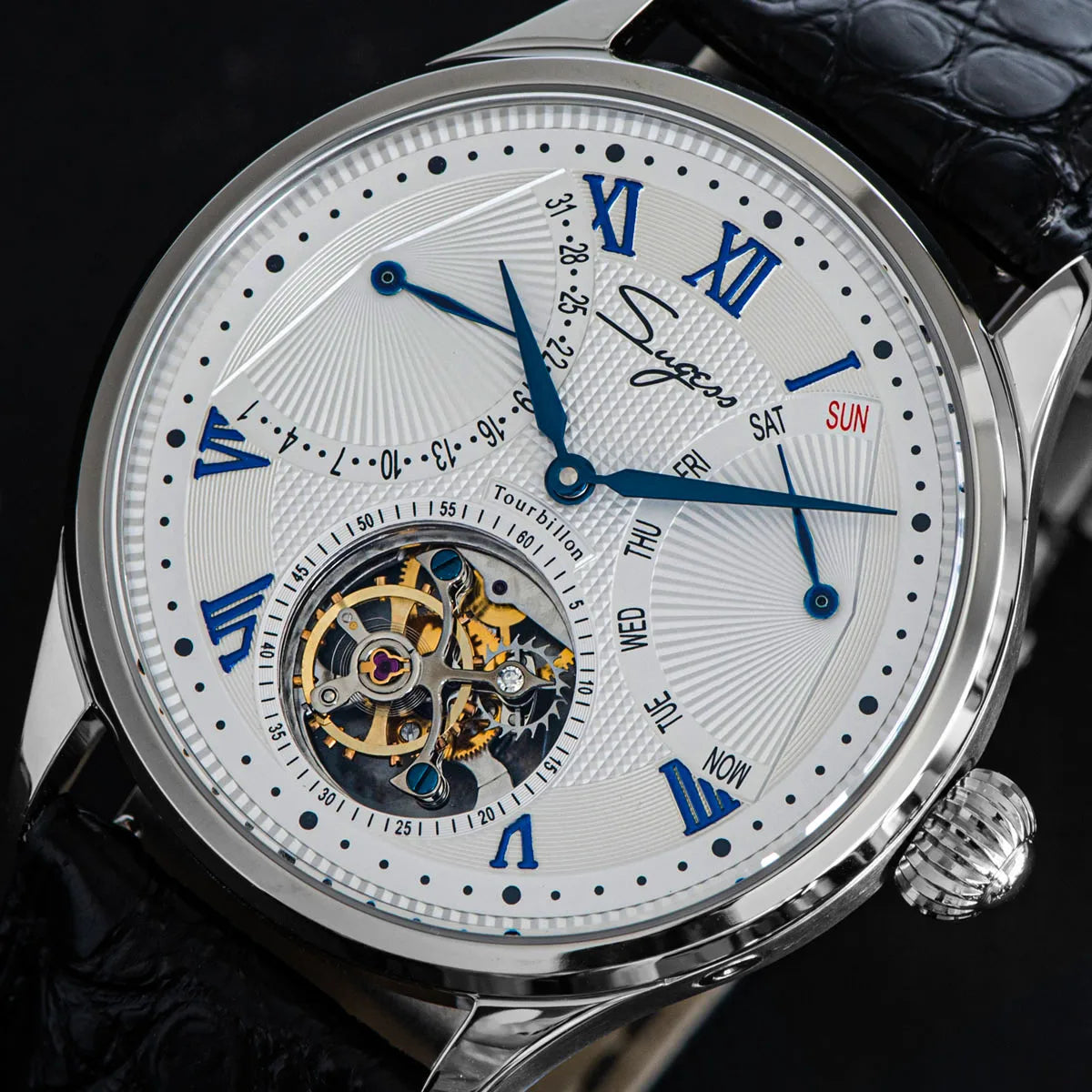 SUGESS ST8004 – Tourbillon Mécanique Prestige (Édition Cuir Crocodile)