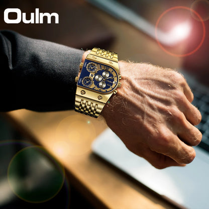 Oulm 9315 – Montre Carrée Homme Multi-Cadrans (Édition Or & Luminance)