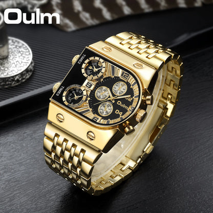 Oulm 9315 – Montre Carrée Homme Multi-Cadrans (Édition Or & Luminance)