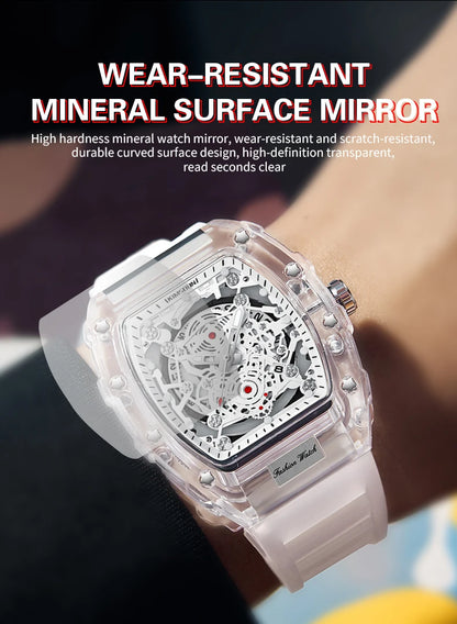 Montre “Squelette de Lumière” – Quartz Transparent de Luxe (Édition Limitée)