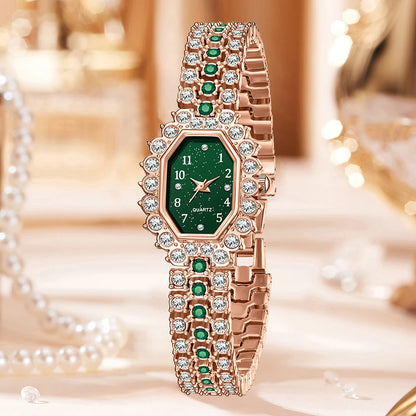 Coffret Goutte d’Émeraude – Montre & Bijoux Élégance Royale (6 pièces)