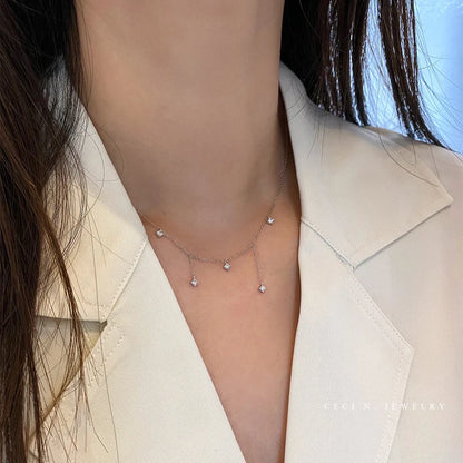 Collier Étoiles Scintillantes – Zircon & Argent 925 (Plaqué Or 18K)