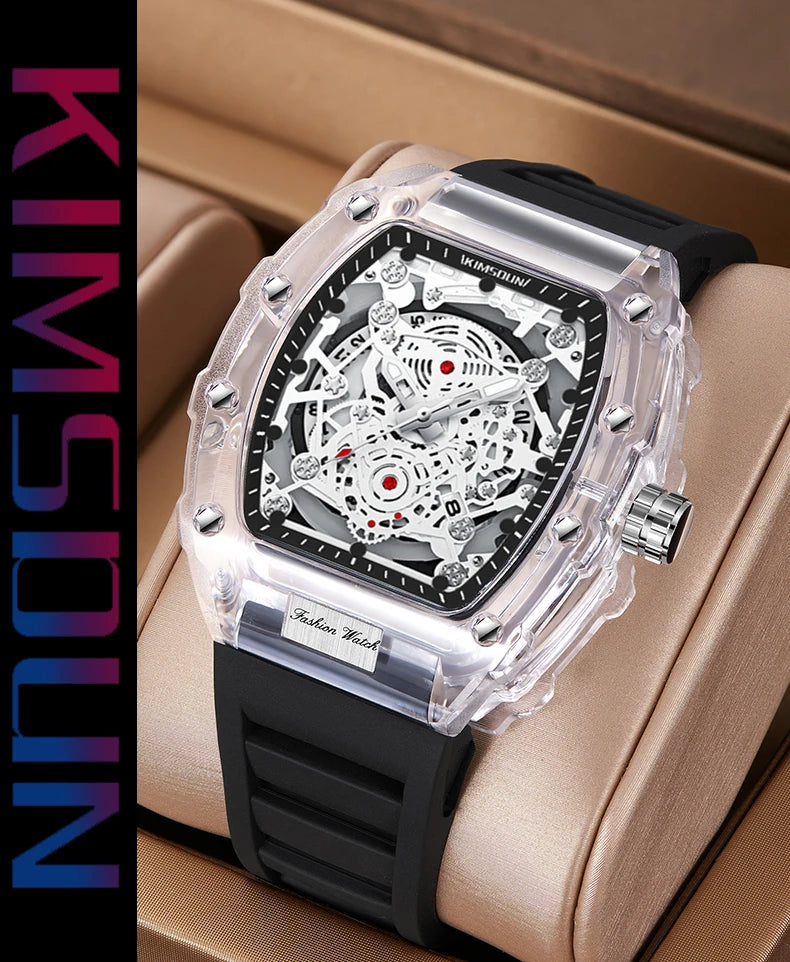 Montre “Squelette de Lumière” – Quartz Transparent de Luxe (Édition Limitée)