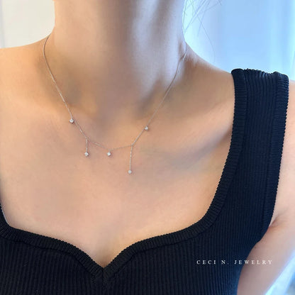 Collier Étoiles Scintillantes – Zircon & Argent 925 (Plaqué Or 18K)