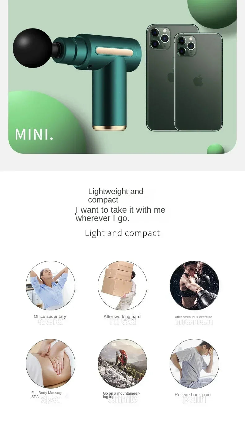 Mini Pistolet de Massage Musculaire – Recharge USB-C (5 couleurs)