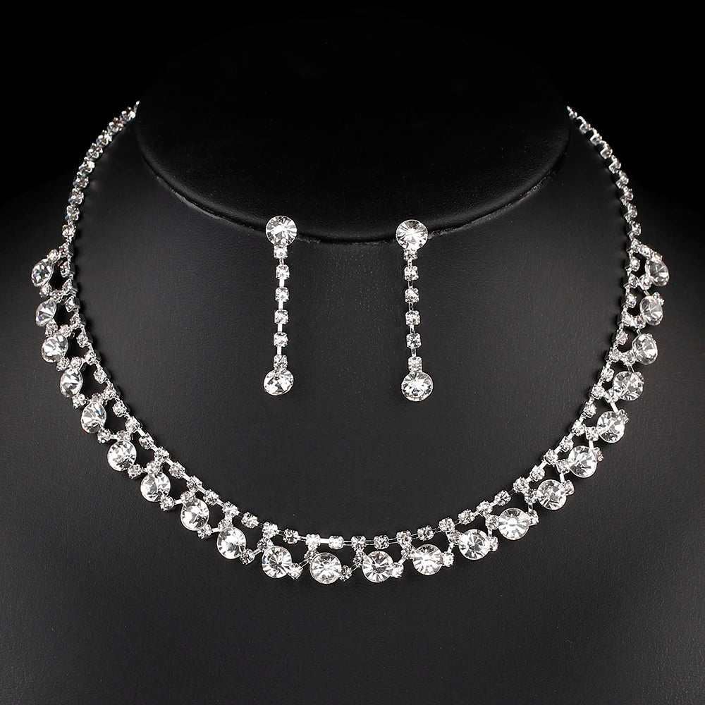 Parure Bijoux Cristal BLIJERY – Collier & Boucles Élégantes (Plusieurs Styles au Choix)
