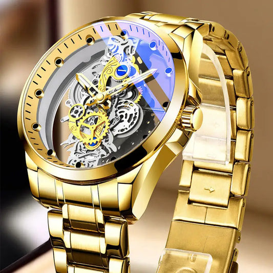 Montre Squelette Automatique – Mécanisme Apparent & Finitions Luxueuses (Cuir ou Acier)