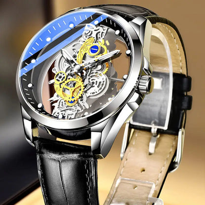 Montre Squelette Automatique – Mécanisme Apparent & Finitions Luxueuses (Cuir ou Acier)