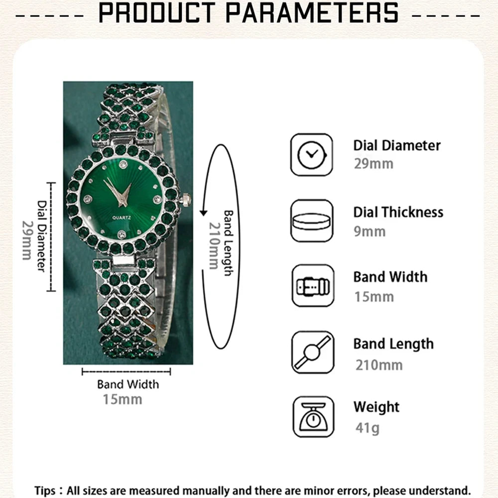 Coffret Bijoux & Montre Émeraude Royale – Élégance Absolue & Cadeau de Rêve