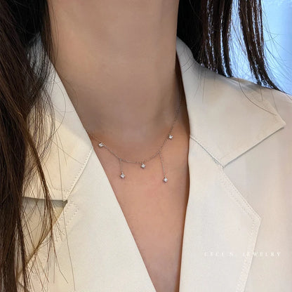 Collier Étoiles Scintillantes – Zircon & Argent 925 (Plaqué Or 18K)