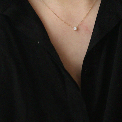 Collier Jkeli 925 – Zircon Étincelant sur Chaîne Clavicule (Plaqué Or 18K)