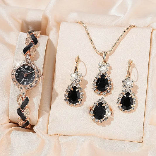 Coffret LVPAI Noir Opulence – Montre & Bijoux Souverains (6 pièces)