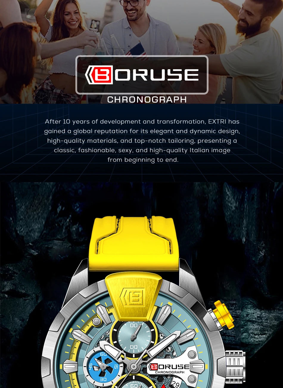 Montre BORUSE Chronographe Homme – Sport & Puissance (5 coloris)
