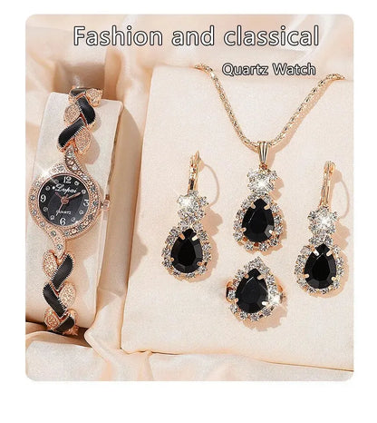Coffret LVPAI Noir Opulence – Montre & Bijoux Souverains (6 pièces)