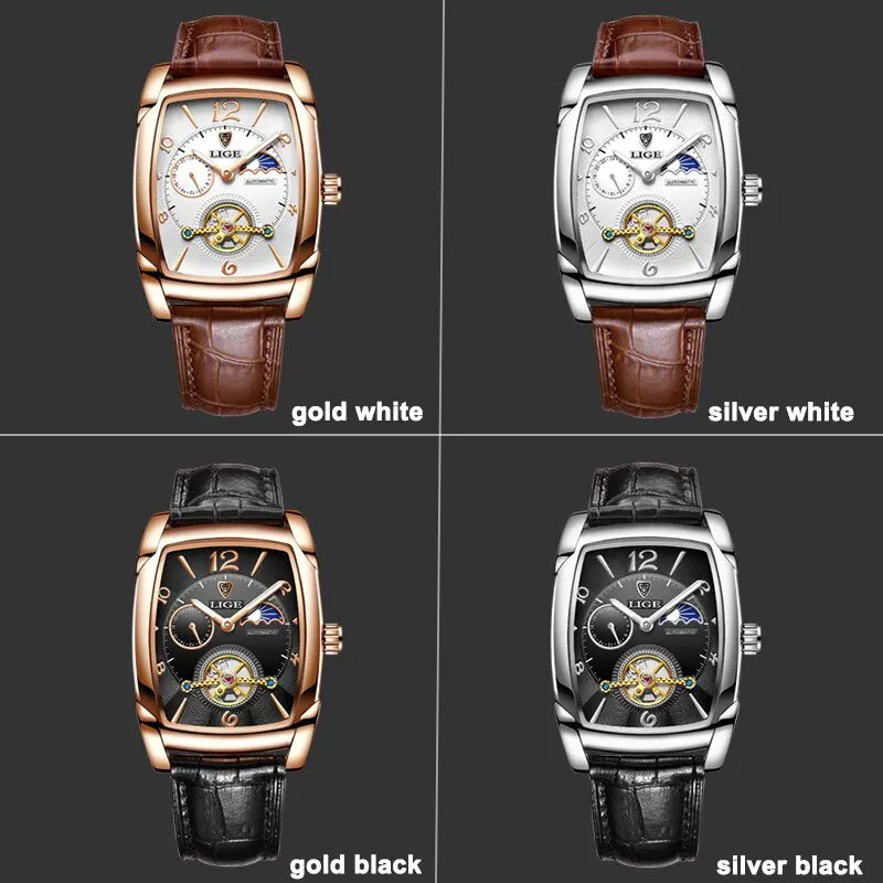 LIGE LG8949 – Montre Mécanique Homme (Édition Business & Phase de Lune)